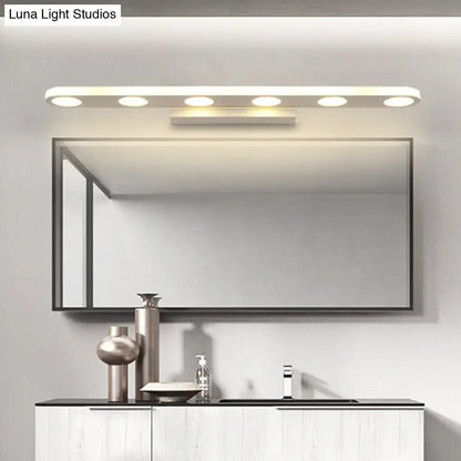 White LED Vanity Wall Light by Decorbites with six round LEDs above a modern bathroom mirror on Tampa Home & Garden Store