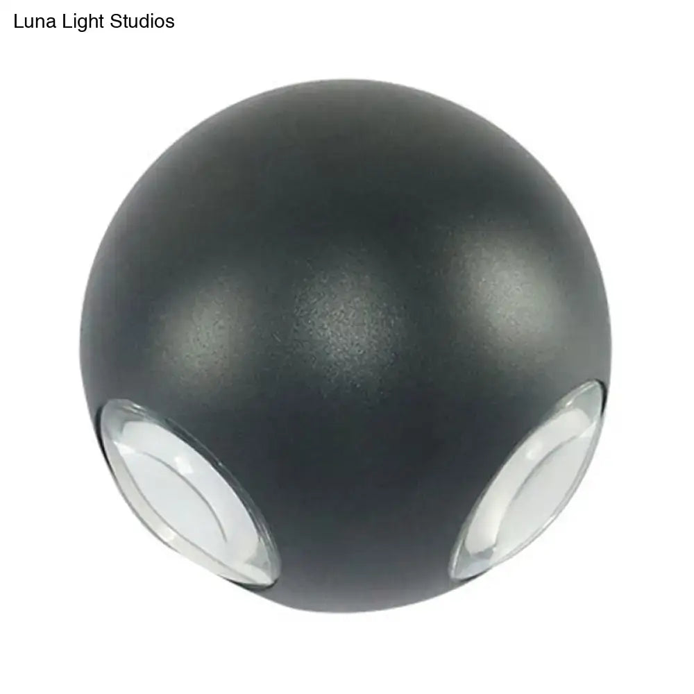 White Dome Wall Sconce by Decorbites; dark gray sphere with dual clear lens shades on Tampa Home & Garden Store