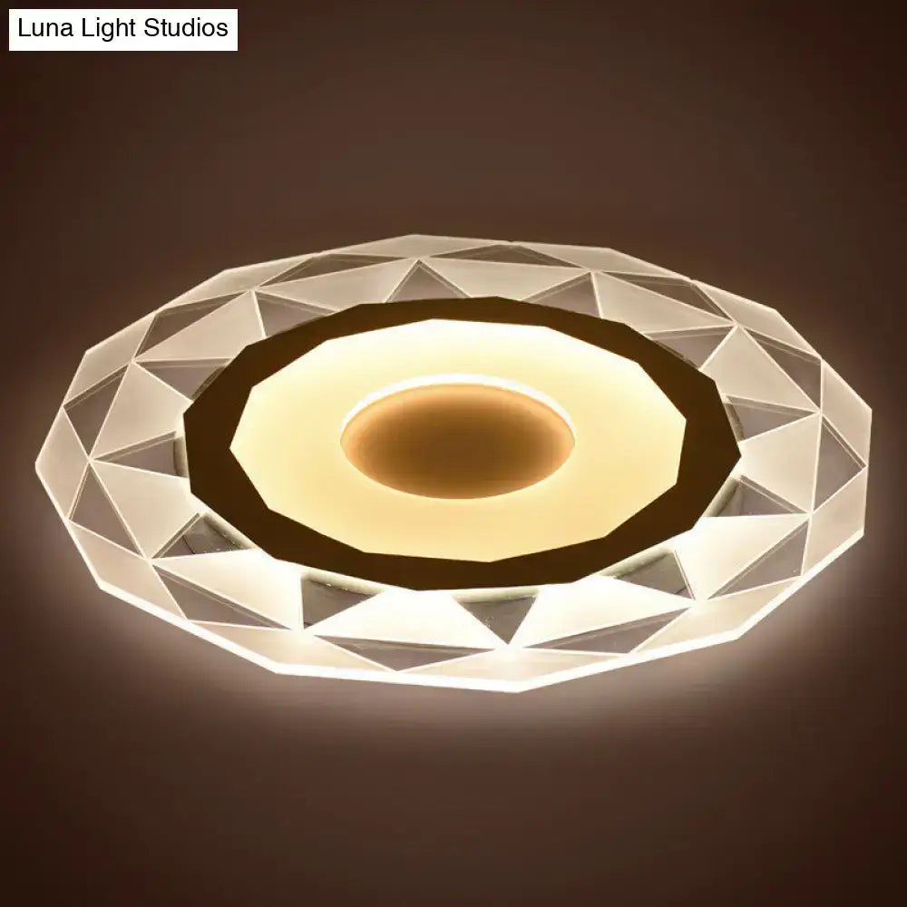 White acrylic LED table lamp with faceted crystal ring design by Decorbites on Tampa Home & Garden Store