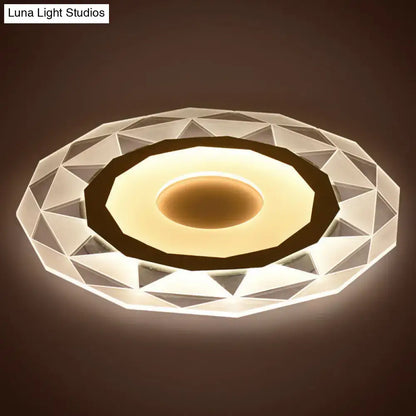 White acrylic LED table lamp with faceted crystal ring design by Decorbites on Tampa Home & Garden Store