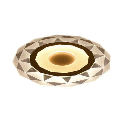 White acrylic LED table lamp with faceted diamond ring design on Tampa Home & Garden Store