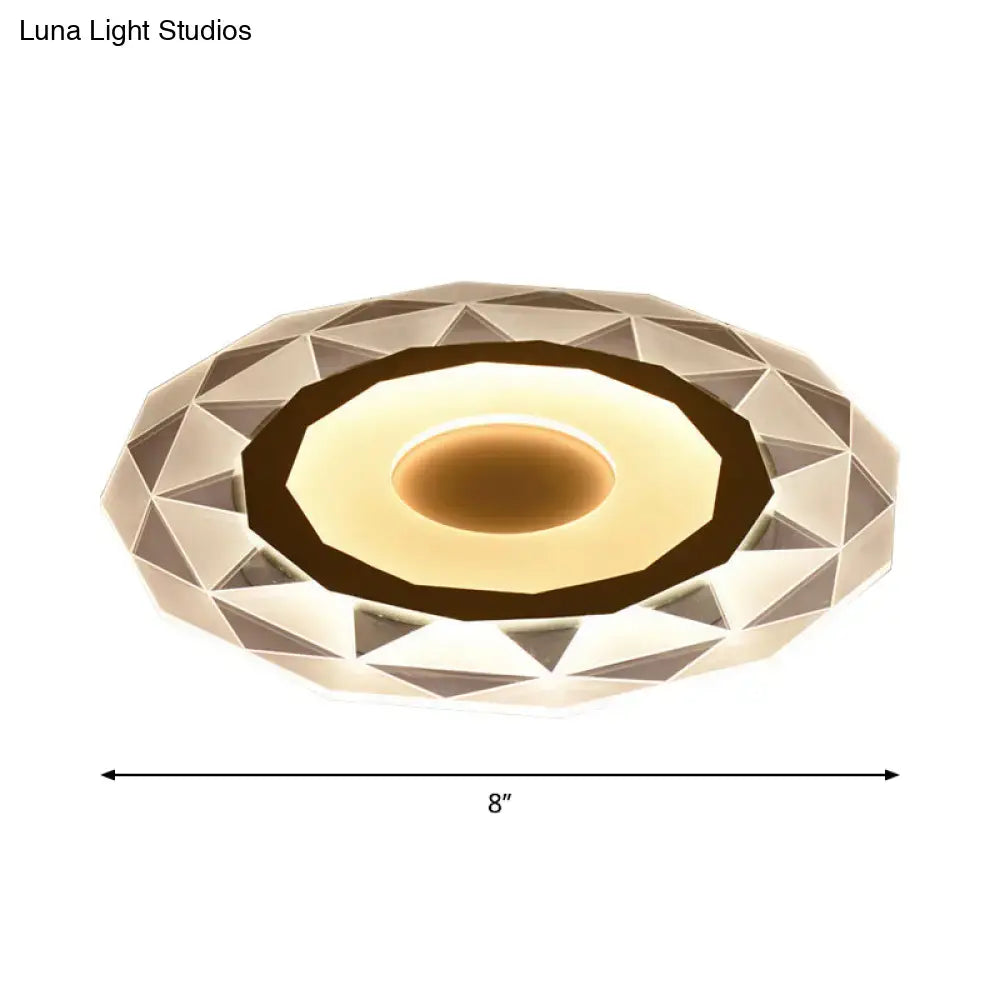 Decorbites white acrylic LED table lamp with a geometric faceted crystal base on Tampa Home & Garden Store
