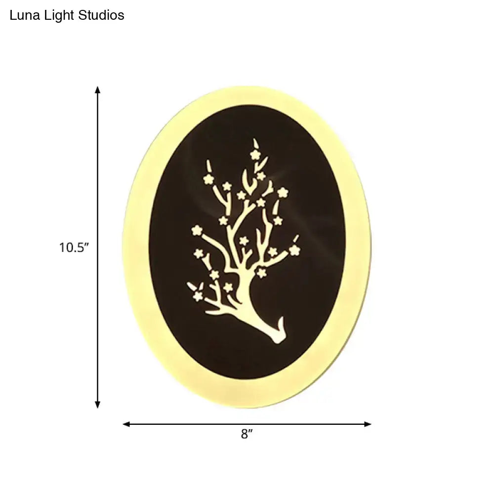 White acrylic LED table lamp by Decorbites tree silhouette and warm glow 10.5in tall 8in wide on Tampa Home & Garden Store