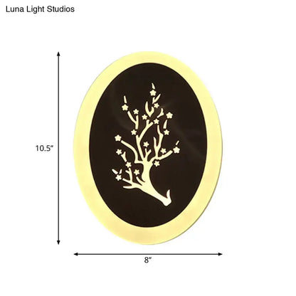 White acrylic LED table lamp by Decorbites tree silhouette and warm glow 10.5in tall 8in wide on Tampa Home & Garden Store