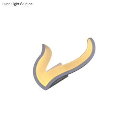 White Acrylic LED Table Lamp icon with yellow curved motif gray edge Decorbites on Tampa Home & Garden Store