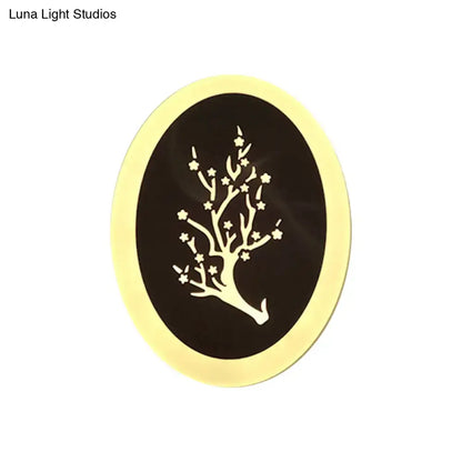 White acrylic LED table lamp disc with tree silhouette, warm glow Decorbites on Tampa Home & Garden Store