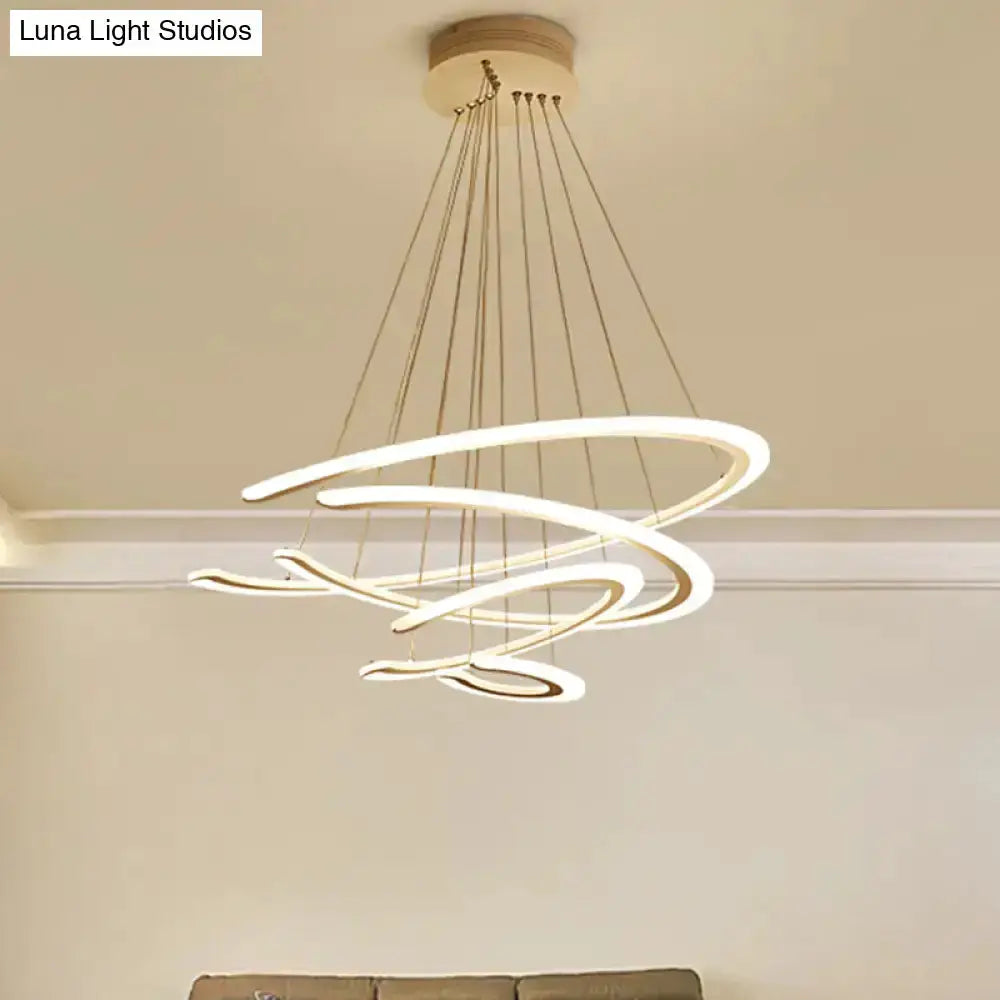 Modern white acrylic LED ring dining room chandelier pendant light by Decorbites on Tampa Home & Garden Store