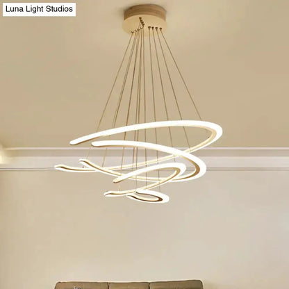 Modern white acrylic LED ring dining room chandelier pendant light by Decorbites on Tampa Home & Garden Store