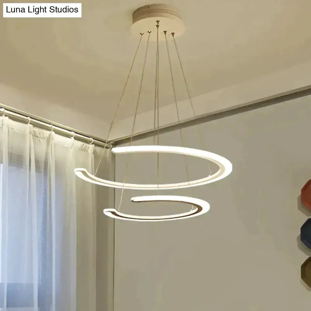 Modern white acrylic LED two-ring chandelier pendant light by Decorbites on Tampa Home & Garden Store