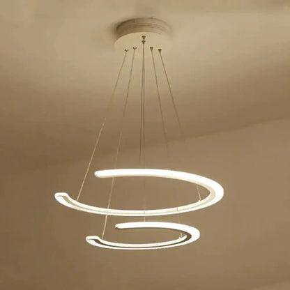 Modern white acrylic LED ring pendant light, 3-ring chandelier by Decorbites on Tampa Home & Garden Store