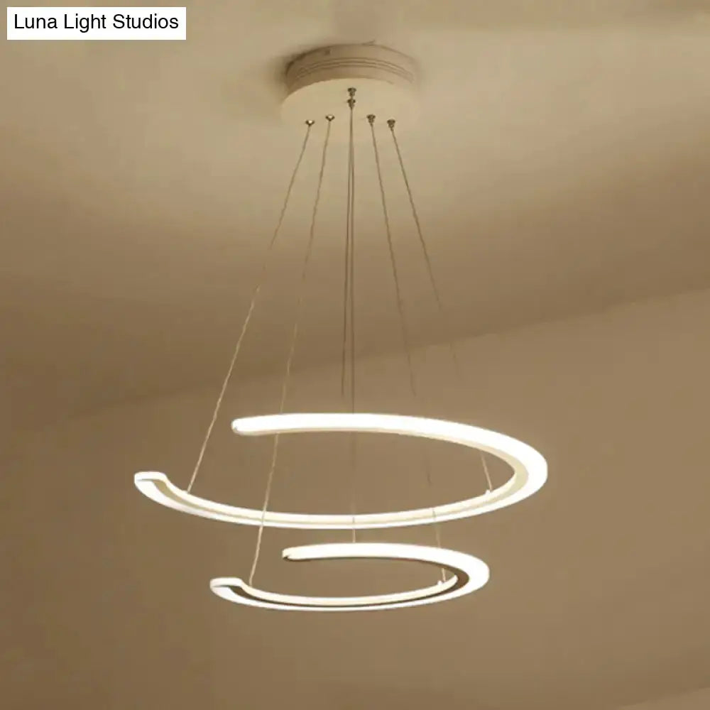 Modern white acrylic LED ring pendant chandelier by Decorbites for dining room on Tampa Home & Garden Store