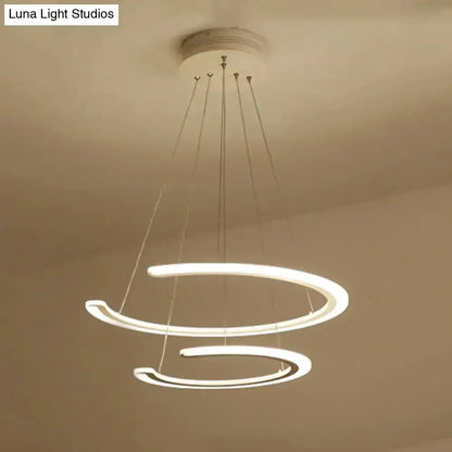 Modern white acrylic LED ring pendant chandelier by Decorbites for dining room on Tampa Home & Garden Store