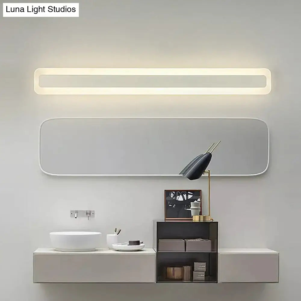 White acrylic LED vanity light, wall-mounted over bathroom mirror on Tampa Home & Garden Store