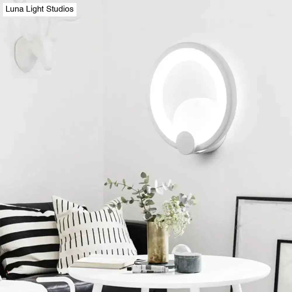 Decorbites modern white acrylic circular wall sconce light for bedroom on Tampa Home & Garden Store