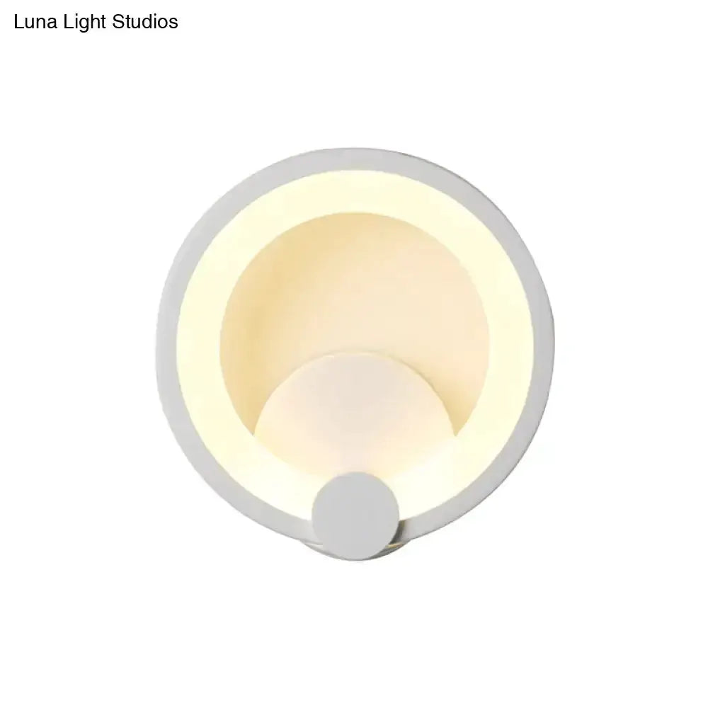 Modern white acrylic circular sconce light with LED halo ring, bedroom wall lamp Decorbites on Tampa Home & Garden Store
