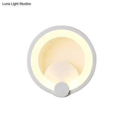 Modern white acrylic circular sconce light with LED halo ring, bedroom wall lamp Decorbites on Tampa Home & Garden Store
