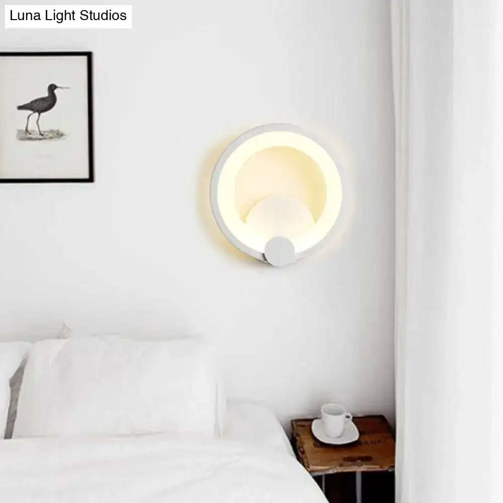 Modern white acrylic circular sconce light for bedroom wall by Decorbites on Tampa Home & Garden Store
