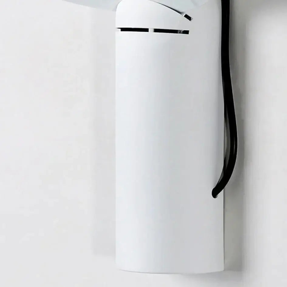 White modern wall sconce, cylindrical minimalist design with black cord on Tampa Home & Garden Store