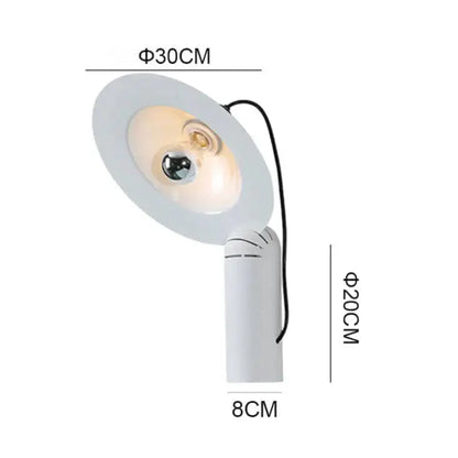 Decorbites white modern wall sconce with round gray shade and exposed bulb 30cm diameter on Tampa Home & Garden Store
