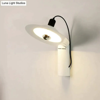 White modern wall sconce by Decorbites with white shade and black top, wall-mounted on Tampa Home & Garden Store