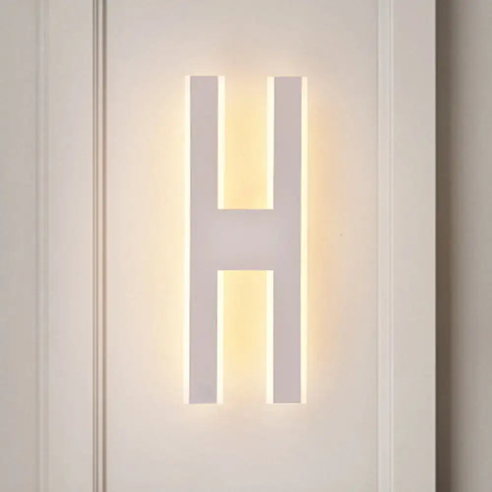 White Alphabet LED Sconce with backlit H letter by Decorbites on Tampa Home & Garden Store