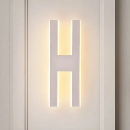 White Alphabet LED Sconce with backlit H letter by Decorbites on Tampa Home & Garden Store