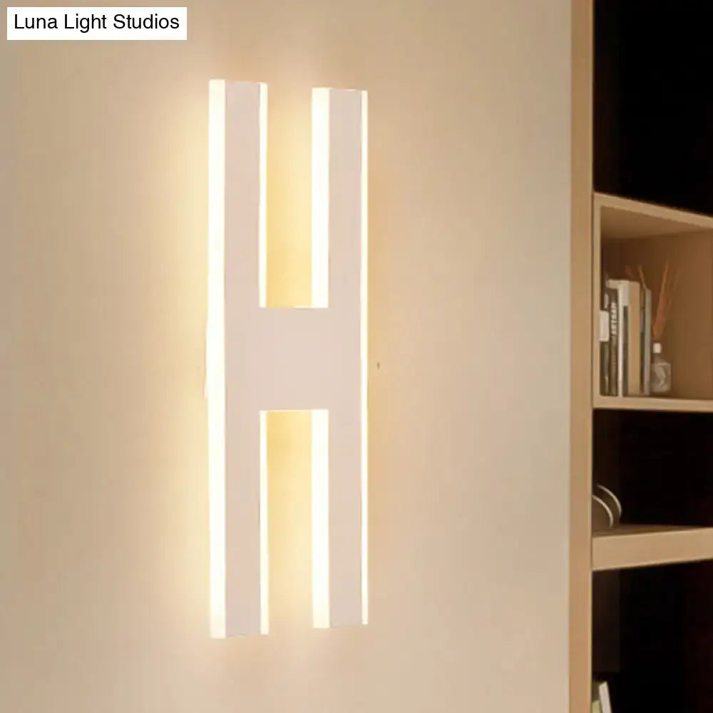 White Alphabet LED Sconce wall light by Decorbites featuring vertical illuminated bars on Tampa Home & Garden Store