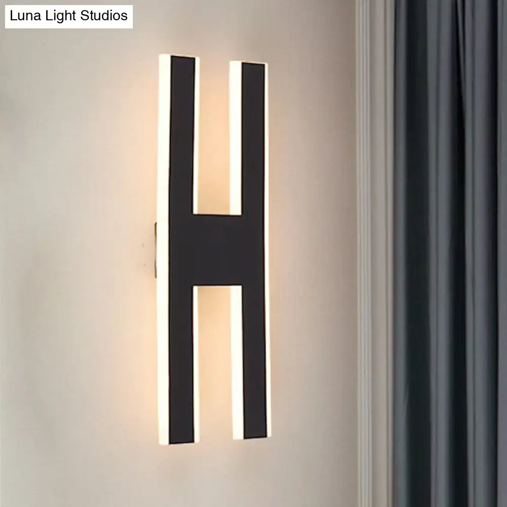 White Alphabet LED Sconce in letter H, wall-mounted, warm backlit edge, Decorbites on Tampa Home & Garden Store
