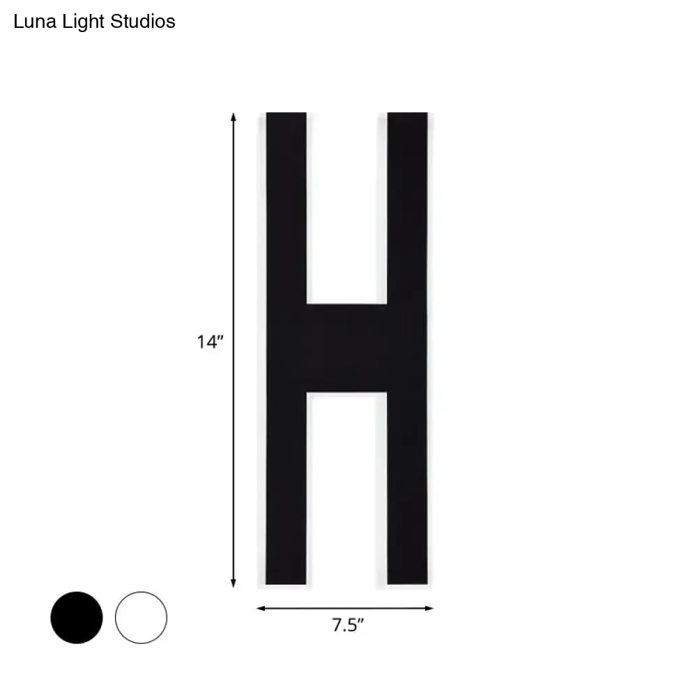 White Alphabet LED Sconce in letter H shape, wall-mounted, 14in tall x 7.5in wide, Decorbites on Tampa Home & Garden Store