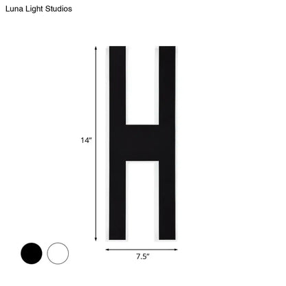 White Alphabet LED Sconce in letter H shape, wall-mounted, 14in tall x 7.5in wide, Decorbites on Tampa Home & Garden Store