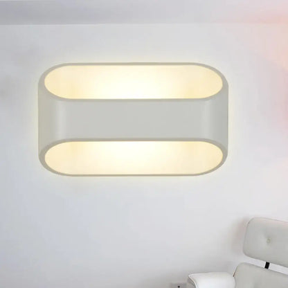 White Aluminum LED Bathroom Wall Sconce - Contemporary Rectangular Style