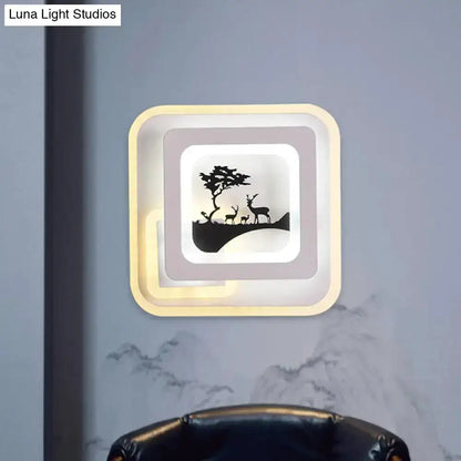 White and Black Deer Wall Lamp Led Light