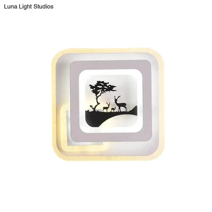 White and Black Deer Wall Lamp Led Light
