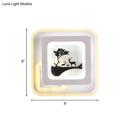 White and Black Deer Wall Lamp Led Light