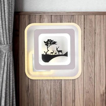 White and Black Deer Wall Lamp Led Light