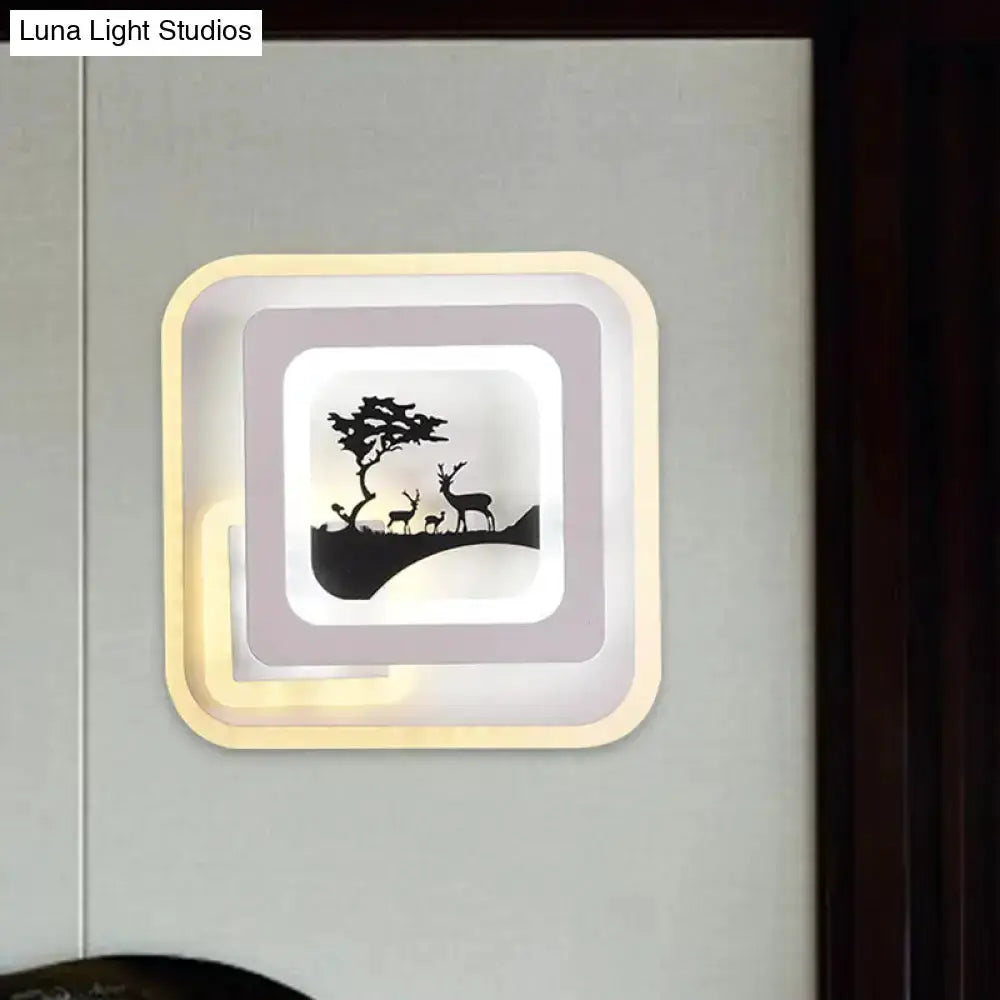 White and Black Deer Wall Lamp Led Light