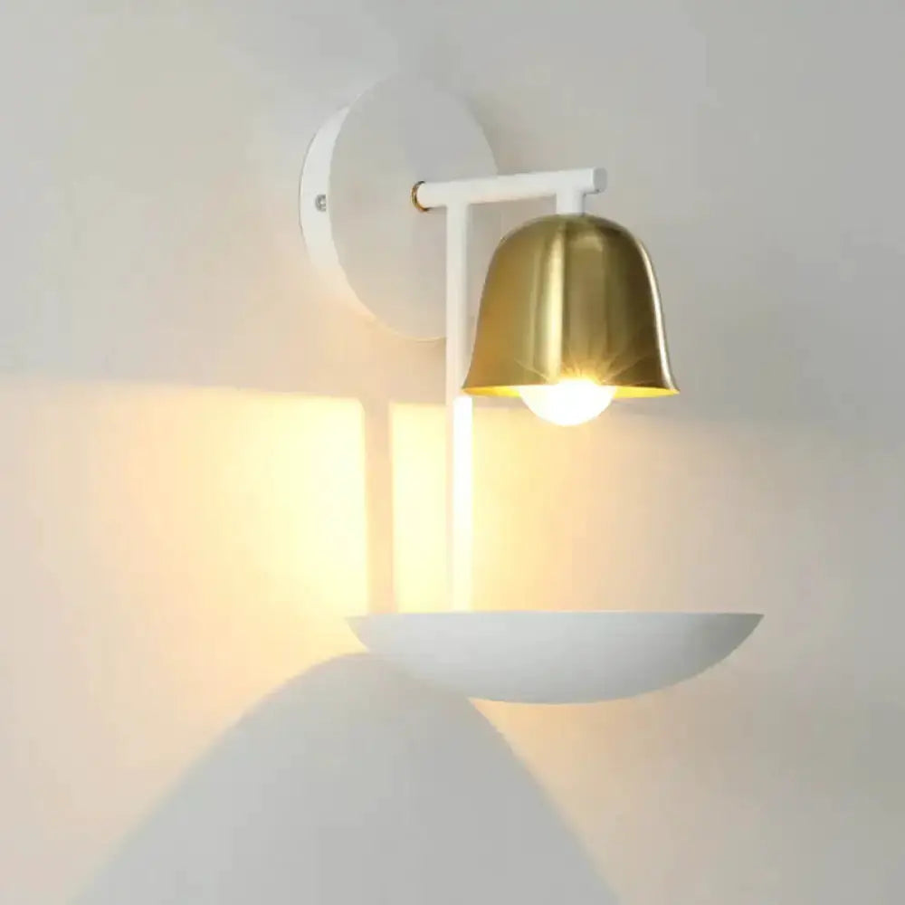 Modern White and Brass Bell Metal Sconce