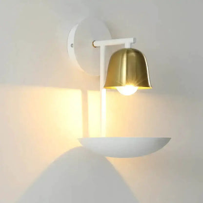 Modern White and Brass Bell Metal Sconce