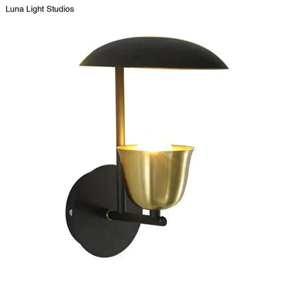 Modern White and Brass Bell Metal Sconce