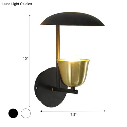 Modern White and Brass Bell Metal Sconce