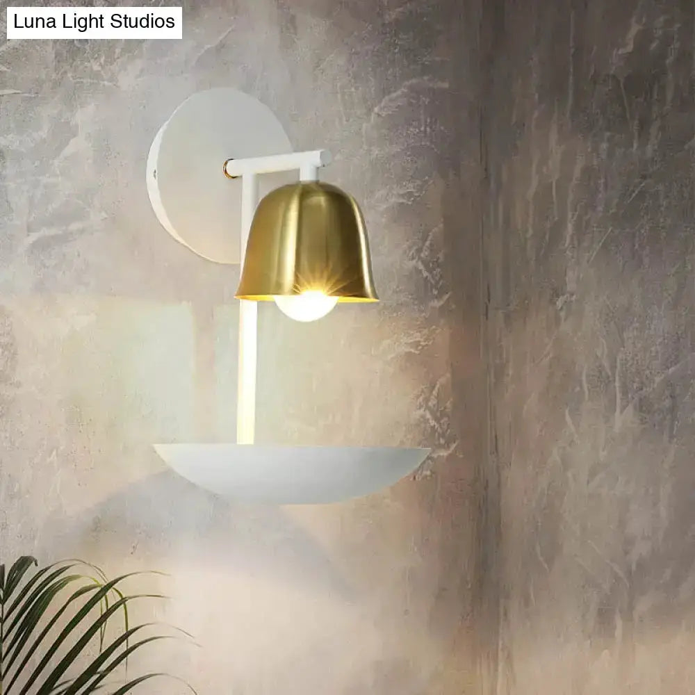 Modern White and Brass Bell Metal Sconce