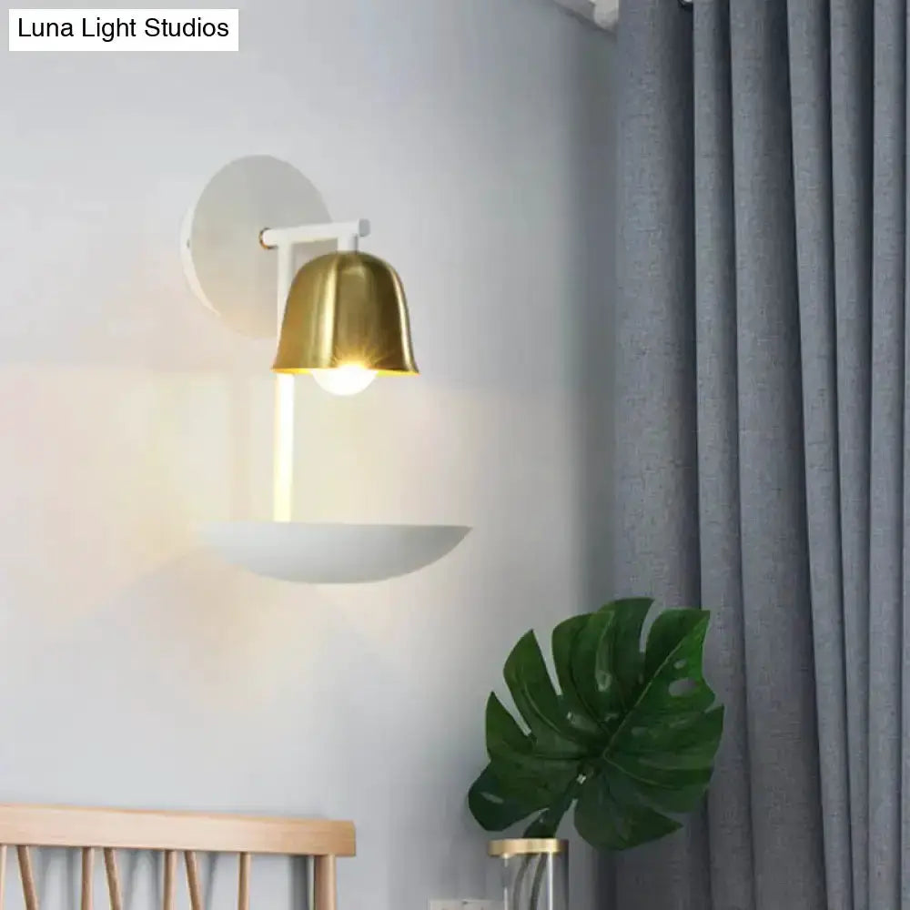 Modern White and Brass Bell Metal Sconce