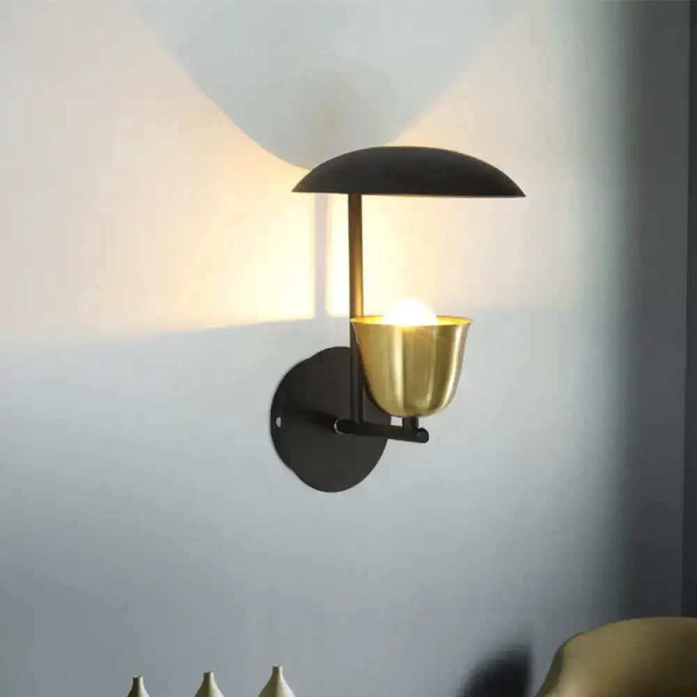 Modern White and Brass Bell Metal Sconce