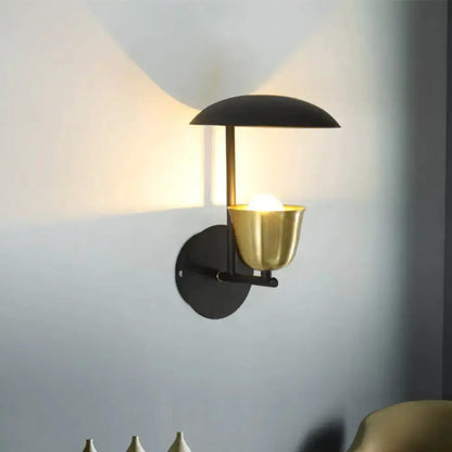 Modern White and Brass Bell Metal Sconce