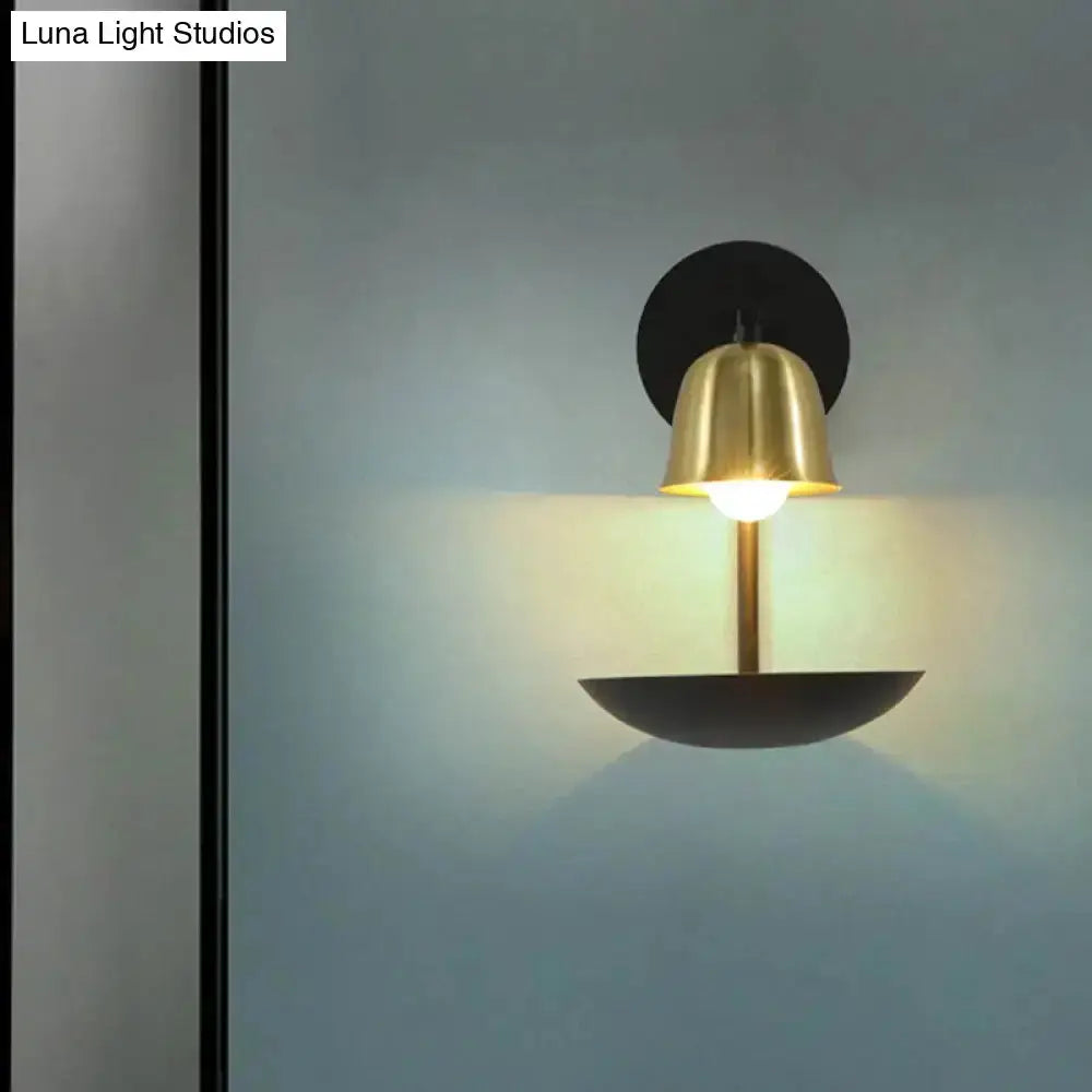 Modern White and Brass Bell Metal Sconce