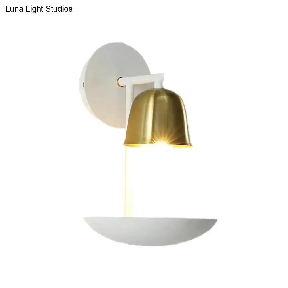 Modern White and Brass Bell Metal Sconce