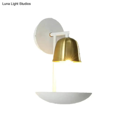 Modern White and Brass Bell Metal Sconce