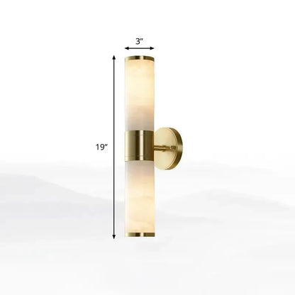 Modern White and Brass Pillar Shaped Sconce Lamp