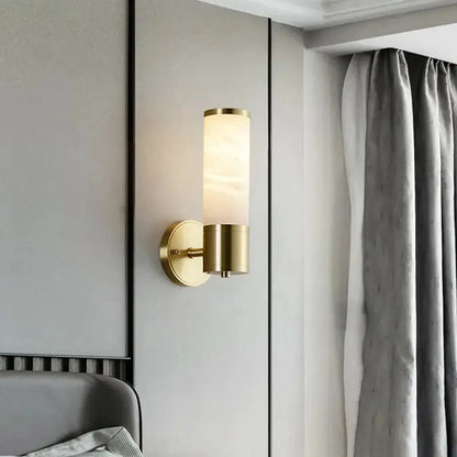 Modern White and Brass Pillar Shaped Sconce Lamp