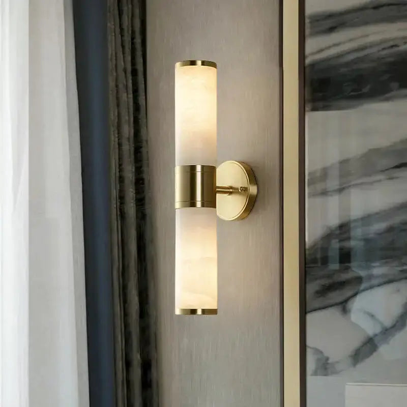 Modern White and Brass Pillar Shaped Sconce Lamp